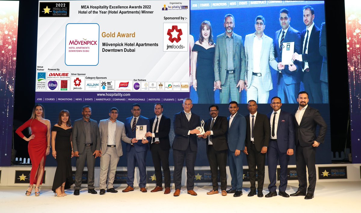 movenpickDDubai's tweet photo. Mövenpick Hotel Apartments Downtown Dubai has won the Gold Award by becoming the Best Hotel Apartments of the Year in the Middle East at the 8th Hospitality Excellence Awards 2022, organized by Hozpitality Group. 

#hozpitalityexcellenceawards #popularchoice #hospitalityawards https://t.co/3Lsqz4D4CD