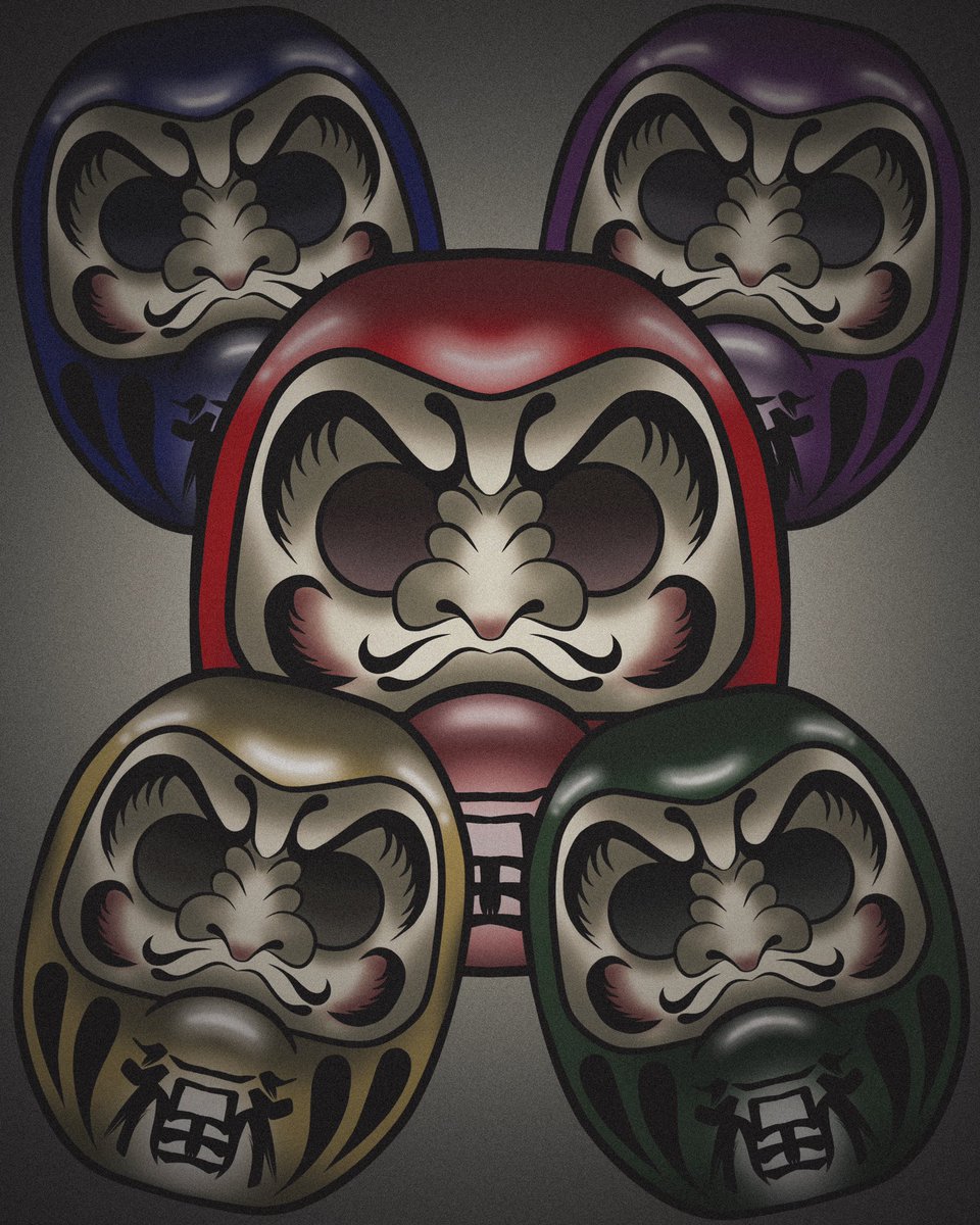 M_chay_s's tweet photo. #達磨 #DARUMA #ステッカー #Stickers #和彫 #和風 #イラスト #デザイン #design #カラフル #colorful #赤 #青 #紫 #緑 #黄 #RED #BLUE #purple #Green #yellow https://t.co/Y6W09i0yTI