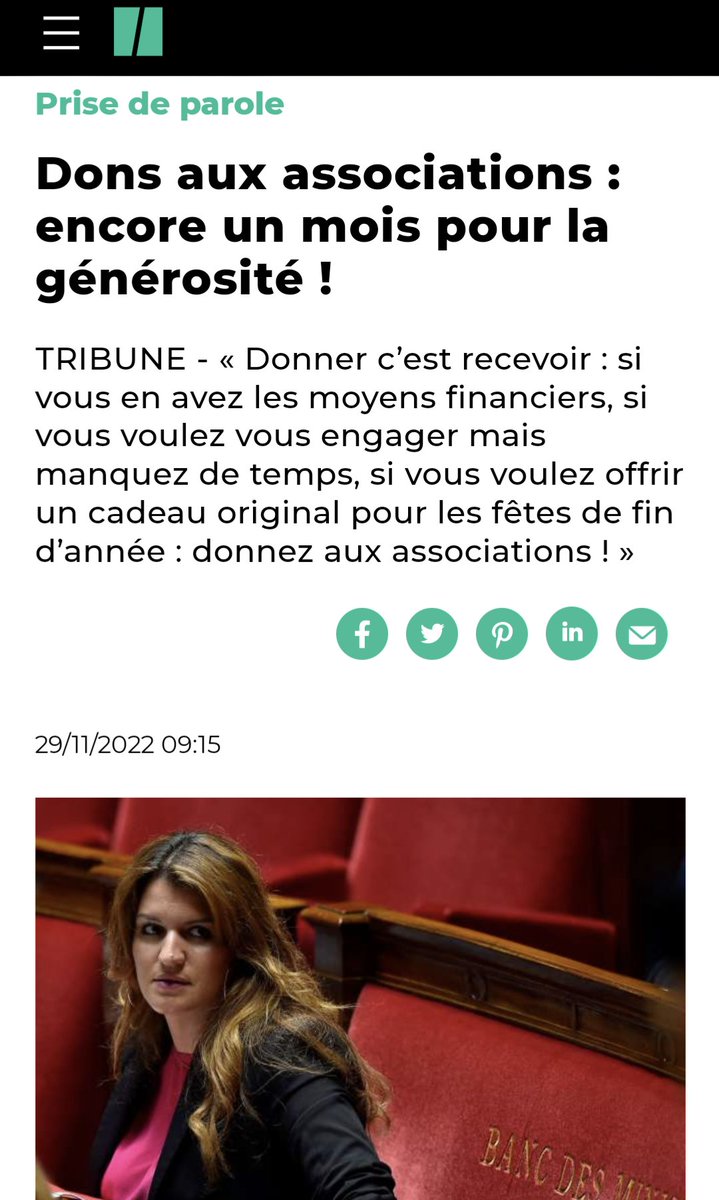 📅 #Dons aux associations : encore un mois pour la générosité !

Notre tribune avec <a href="/MarleneSchiappa/">🇫🇷 MarleneSchiappa</a> <a href="/LeHuffPost/">Le HuffPost</a> 👉 huffingtonpost.fr/politique/arti…

La collecte de fin d’année représente 42% des dons annuels, les associations ont besoin de notre soutien à toutes et tous! #GivingTuesdayFr