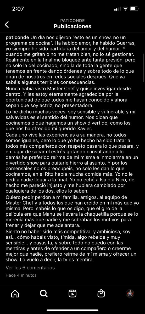 matias_gleza's tweet photo. No he visto esta edición de #MasterChefCelebrity pero siempre he sido fan de Patricia Conde y agradezco muchísimo esta sinceridad y que quite caretas https://t.co/t9J3OeVFX4