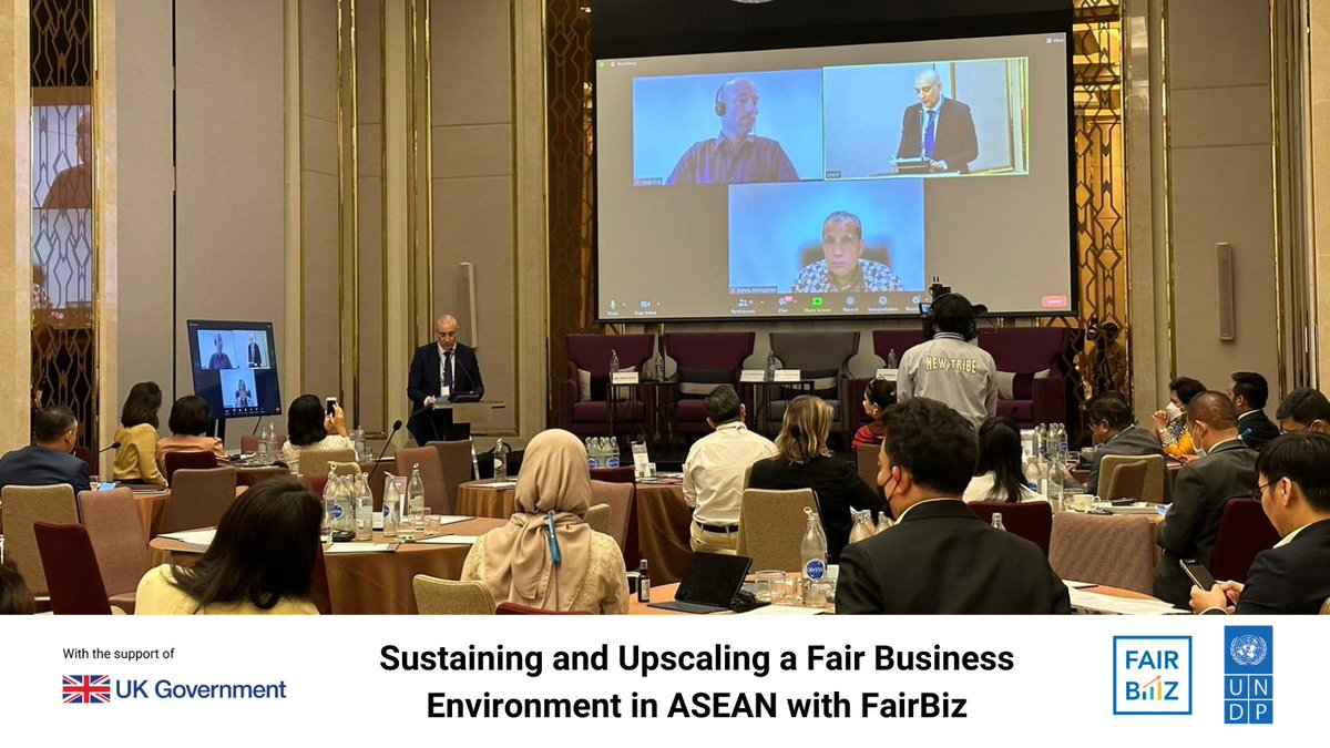 UNDPJINASEAN's tweet image. The Regional Event celebrated the achievements and took stock of lessons learned from #FairBiz 

Bright &amp;amp; bold stories from stakeholders and beneficiaries on how the anti-corruption project enhanced governance and biz operations, w/ generous support from @FCDOGovUK

#UKinASEAN