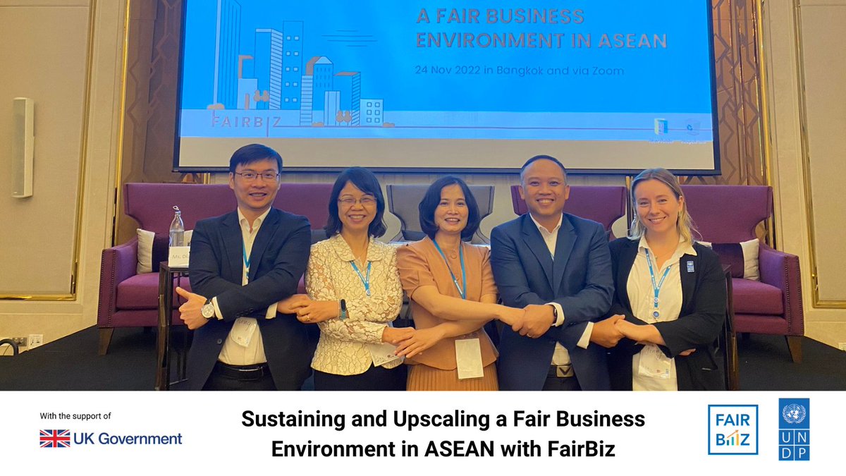 UNDPJINASEAN's tweet image. The Regional Event celebrated the achievements and took stock of lessons learned from #FairBiz 

Bright &amp;amp; bold stories from stakeholders and beneficiaries on how the anti-corruption project enhanced governance and biz operations, w/ generous support from @FCDOGovUK

#UKinASEAN