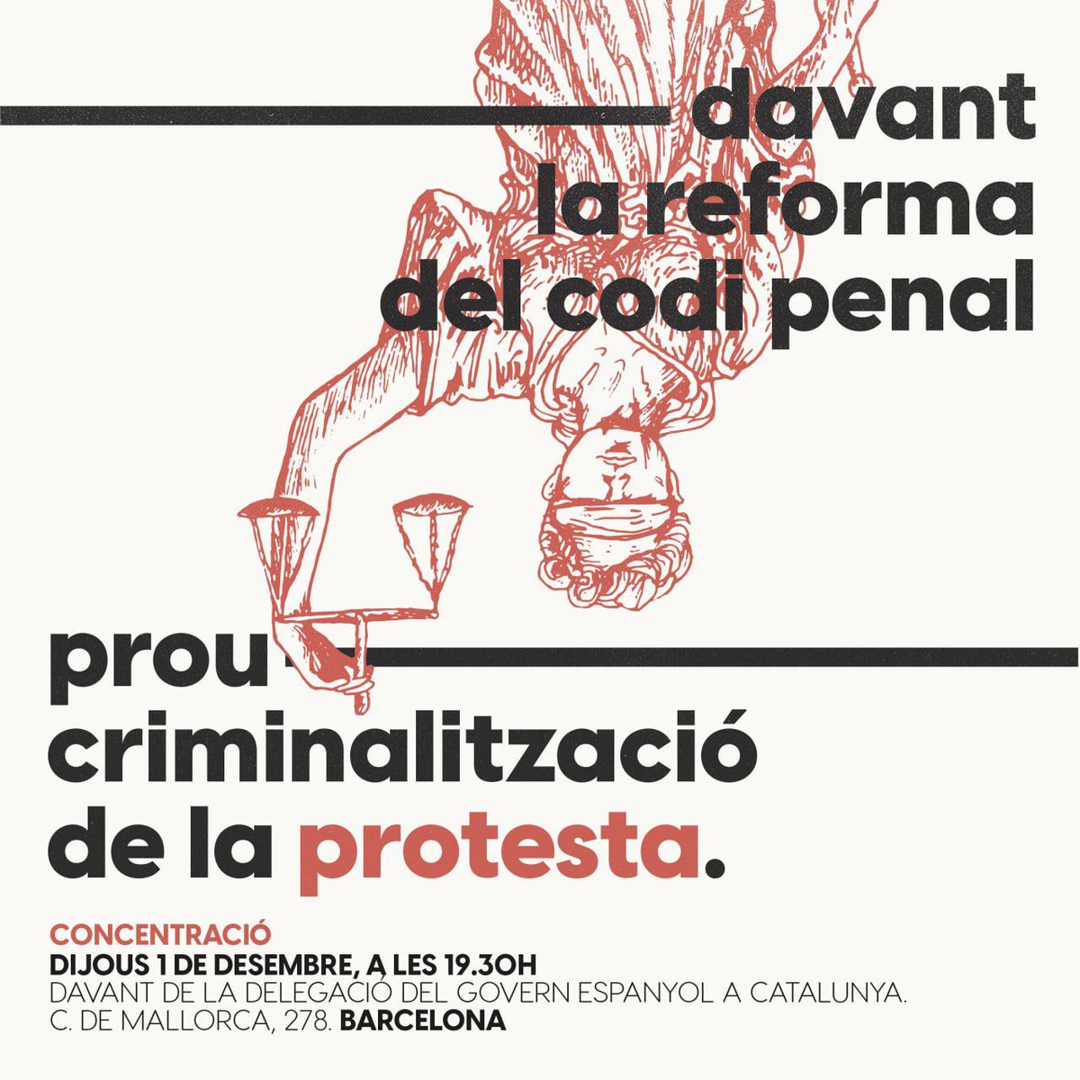novact__'s tweet photo. La proposta de reforma del delicte de desordres públics al Codi Penal espabyol genera greus afectacions al #DretProtesta
No podem acceptar-lo‼️
➡️ Aquest dijous organitzacions i moviments socials ens mobilitzem per exigir que s'aturi la reforma
📍Delegació del Govern
⌚19:30 https://t.co/AObpC5Z235