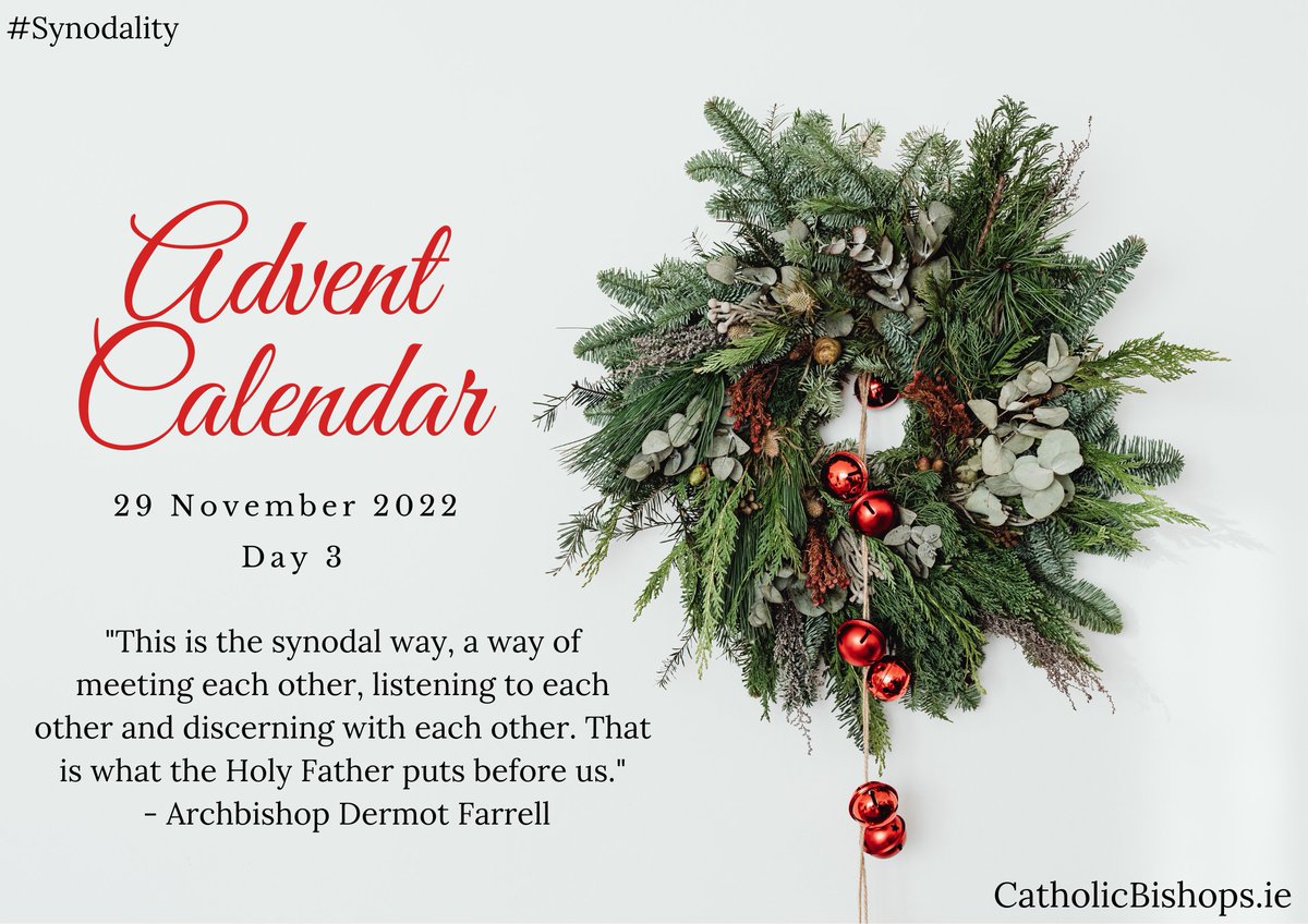 Day 3 of the Catholic Bishops' digital #AdventCalendar2022 is now live! We invite you each day to open a virtual door and walk together with the Lord this Advent season. #Synodality @synodalpathway. To open today's door, click here: catholicbishops.ie/adventcalendar/