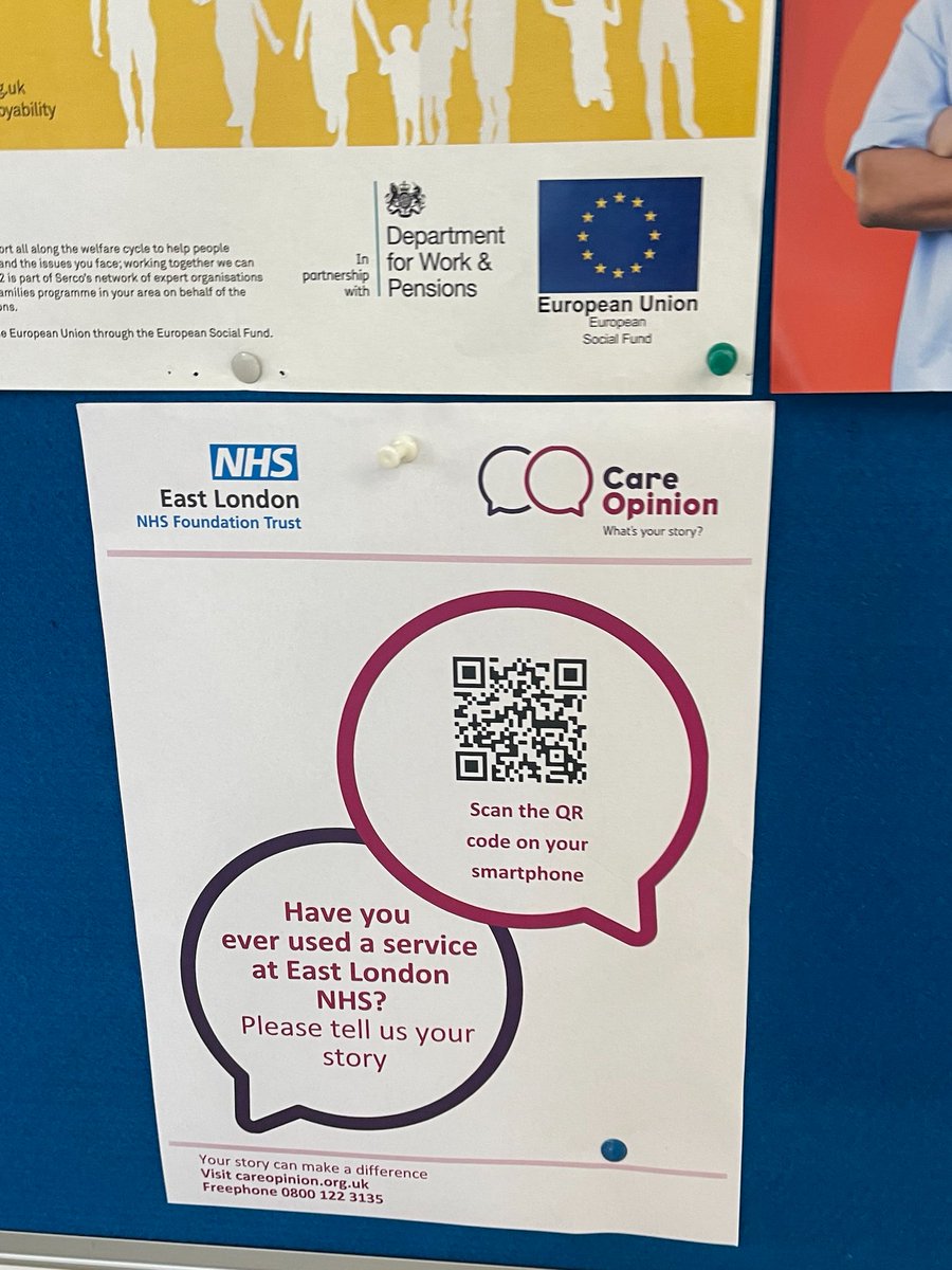 Services promoting the Care Opinion feedback platform! The QA team will be visiting clinical sites the next 2 weeks to promote and encourage service users to tell us their stories😀<a href="/DrAmarShah/">Amar Shah</a> <a href="/careopinion/">Care Opinion</a> <a href="/NHS_ELFT/">East London NHS Foundation Trust (ELFT)</a> @LorraineSunduza