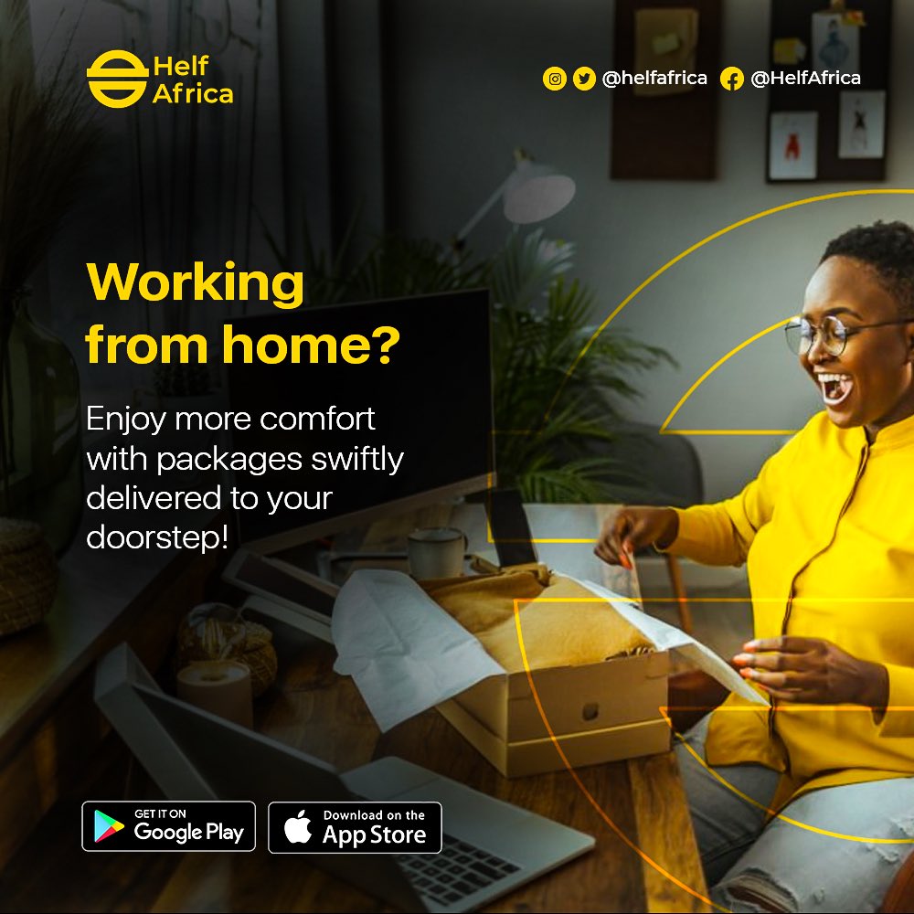 helfafrica's tweet photo. Are you working remotely and you need to receive packages from vendors? Allow Helf Africa handle your orders from your sofa 

#helf #helfafrica #helfisontheway  #deliveryservices #deliveryserviceinlagos #logistics #delivery https://t.co/38KpT2jGTv