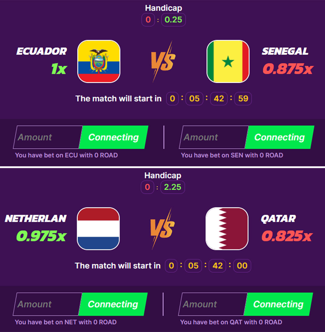 RoadQatar_WC's tweet photo. 🏆 Enjoy the World Cup Carnival and BET to get rewards
⚡️The Next 2 games are at 3PM UTC⚡️
#ECUADOR ⚽️ #SENEGAL
#NETHERLAN ⚽️ #QATAR
Drop your comments and bet for the team to predict will win
👉 #Bet Link: https://t.co/ifWaGaVMUO https://t.co/NvLPCzSN4B