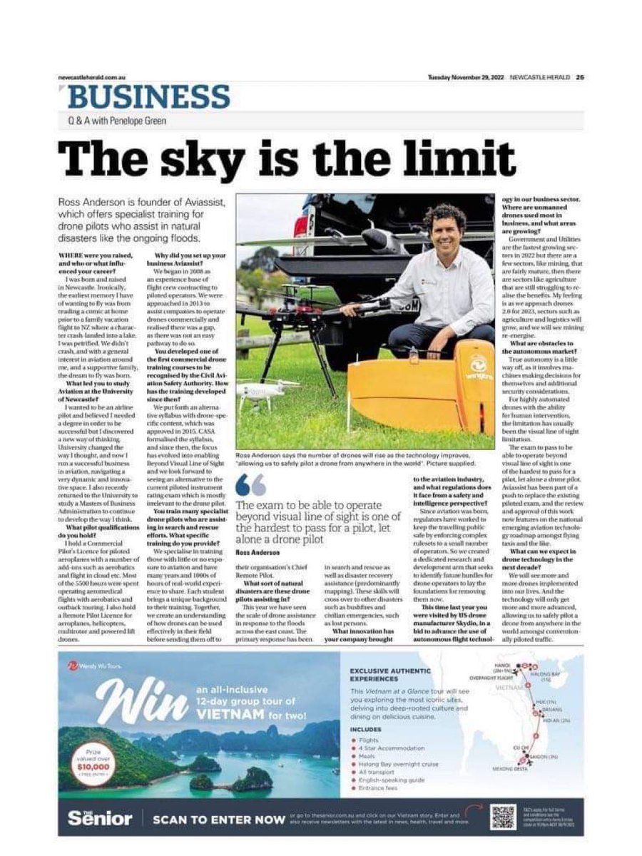 Great interview with Ross in today's <a href="/newcastleherald/">Newcastle Herald</a> #drones #dronesinbusiness