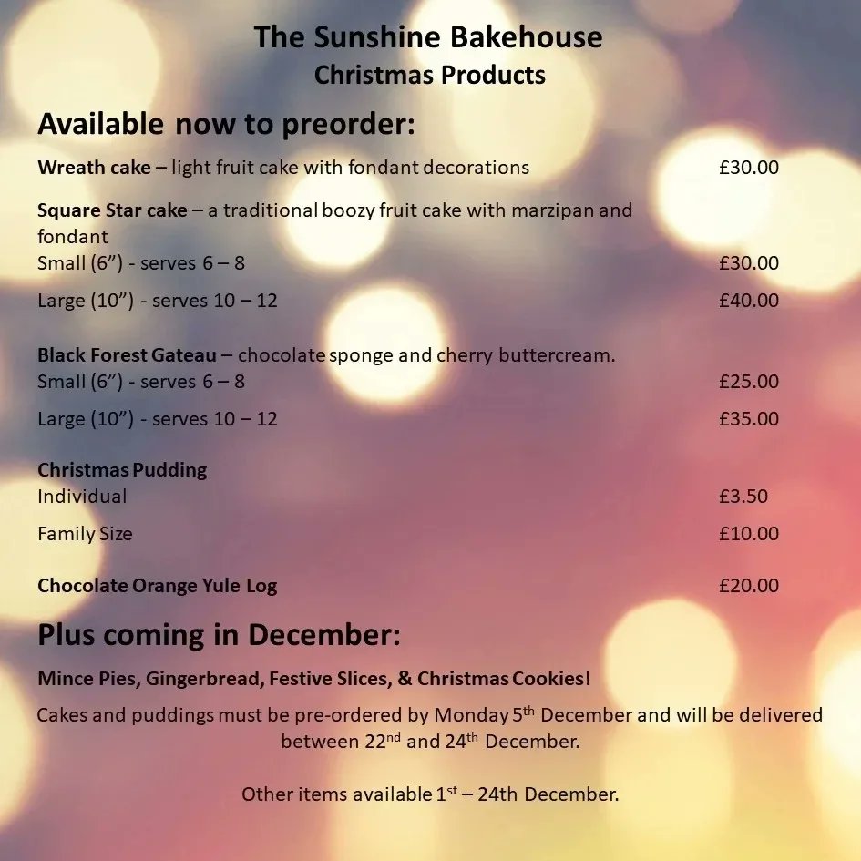 TheSunshineBake's tweet photo. One week left to preorder your Christmas cakes and puds! 🎅🎅🎅 https://t.co/mjwzGadb72