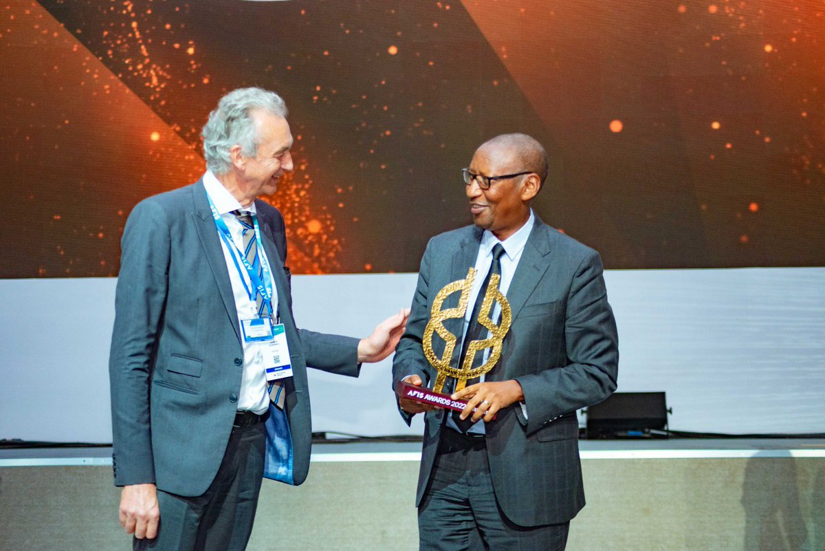 Congratulations to the National Bank of #Rwanda Governor <a href="/rwangombwajRW/">Rwangombwa John</a> who was awarded the first ever #AFIS Central Bank Governor last evening at the Africa Financial Industry Summit in Lomé- Togo.

#AFIS2022 
#AFIS2022TG