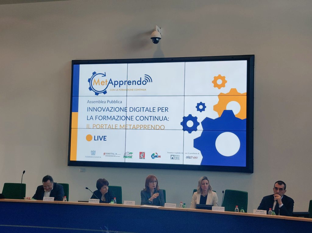 assistal's tweet photo. È iniziata l'Assemblea pubblica di #MetApprendo, il primo portale per lo sviluppo della #formazione continua di imprese e lavoratori previsto dal #ccnl dell'industria metalmeccanica e dell'installazione di impianti https://t.co/s7x67l5JLE