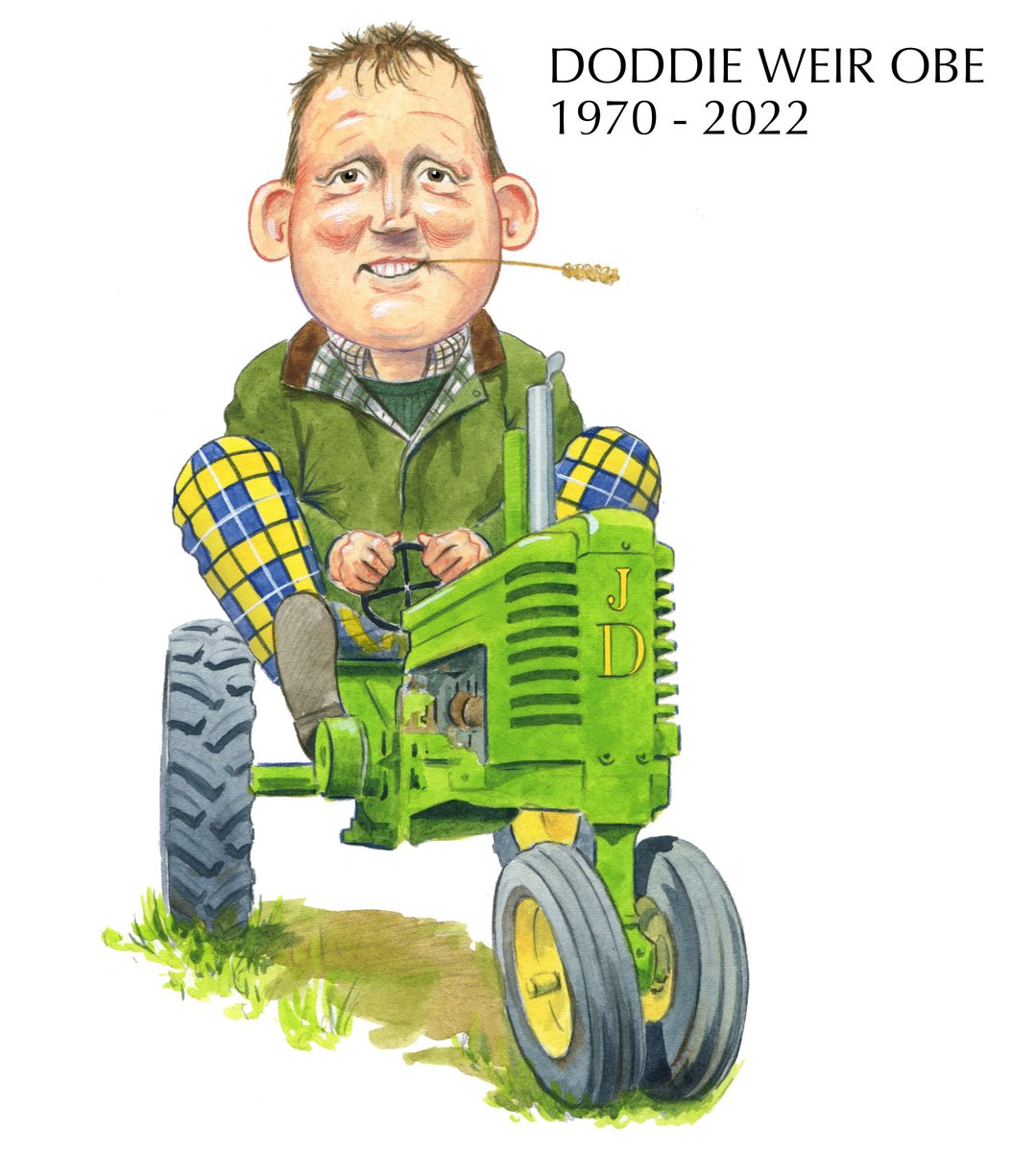 I was very sad to hear about the death of <a href="/DoddieWeir5/">Doddie Weir OBE</a>   at the weekend. In 2019 I was lucky enough to be commissioned by <a href="/bwpublishing/">Black & White</a> to illustrate THE WORLD ACCORDING TO DODDIE.
I never met him, but I understand that he was a lovely chap.