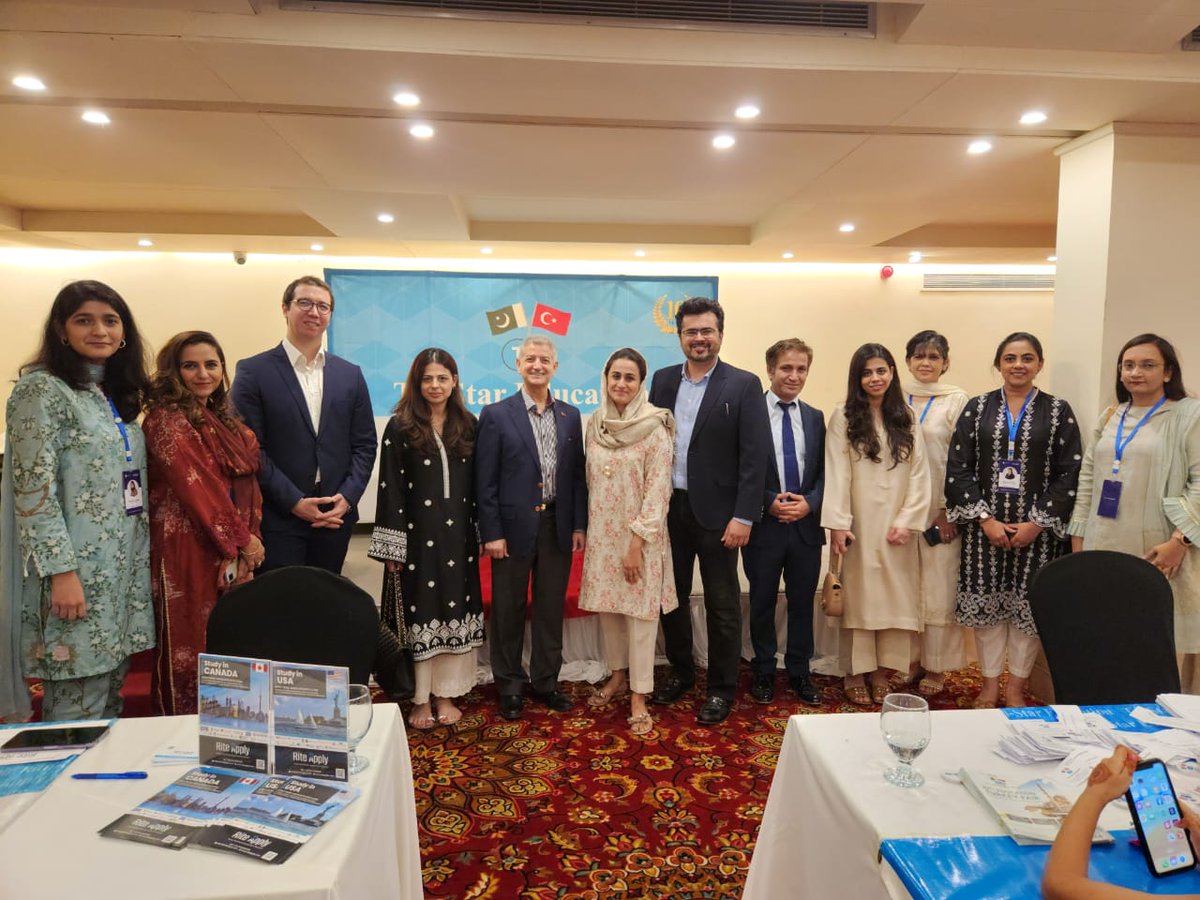 ITC and Image Pakistan representatives at the Tristar Education Expo along with His Excellency Mr Cemal Sangu, Consul General of the Republic of Türkiye and Commercial Attache Eyyup Yildirim along with Executive Directors of Image Pakistan, Uzma Ahmad and Marium Ahmad.
