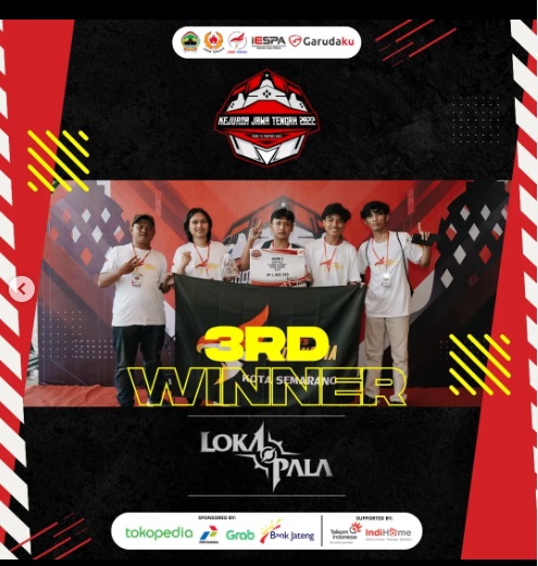 esi_Jateng's tweet photo. Selamat Buat Atlet Lokapala KEJURDA JAWA TENGAH 2022 🔥🔥

🥇ESI KAB KARANGANYAR
🥈ESI KOTA TEGAL
🥉ESI KOTA SEMARANG

#Kejurdaesijateng
#esijateng
#esports
#esportsjateng
#esportsindonesia
#jatengpride https://t.co/uUwFzaJVhf