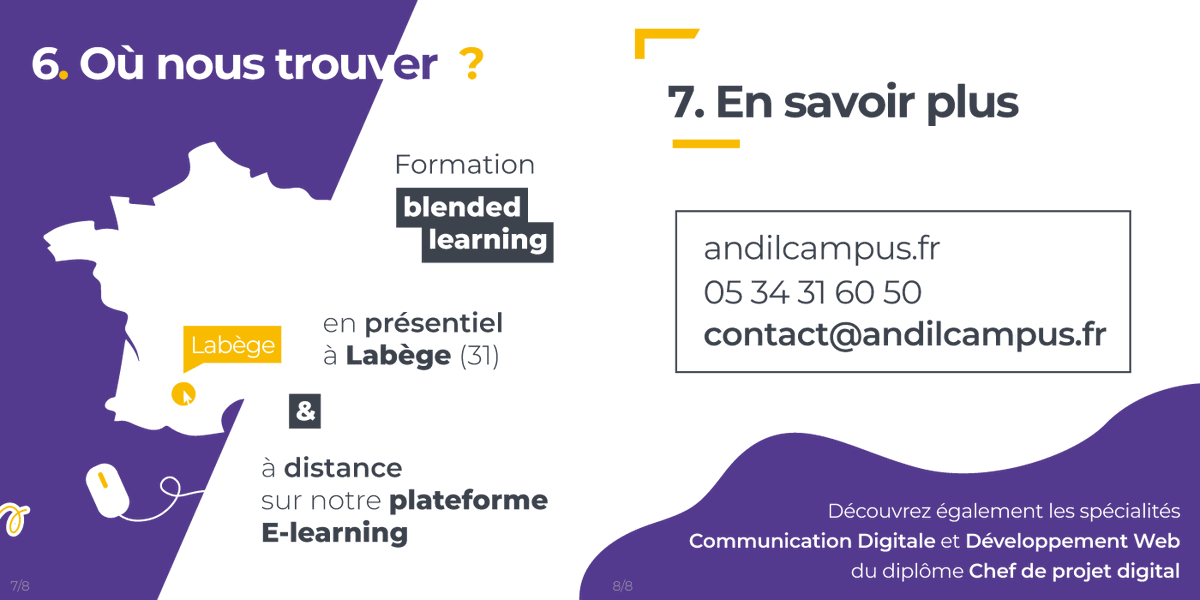 Andilcampus's tweet photo. 🎓 Diplôme Chef de projet #digital spé. Acquisition de trafic (niv. Bac +4)
💰 #Alternance
💰 CPF, AIF (Pôle #emploi), plan de développement des compétences, dispositif PRO-A, OPCO
📅 Rentrée : 17 mars 2023
📍 Présentiel : Labège &amp; distanciel : en ligne
🔗 https://t.co/x7RaAIJXe6 https://t.co/7HzMS1MYSP