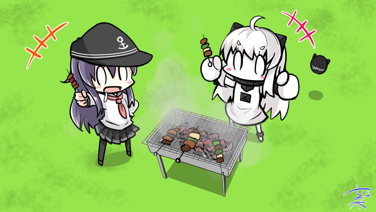 艦これ「肉を食べるレディーたち#いい肉の日 #艦これ 」|にょにょんば太郎＠オリジナルＴＲＰＧ制作中！のイラスト