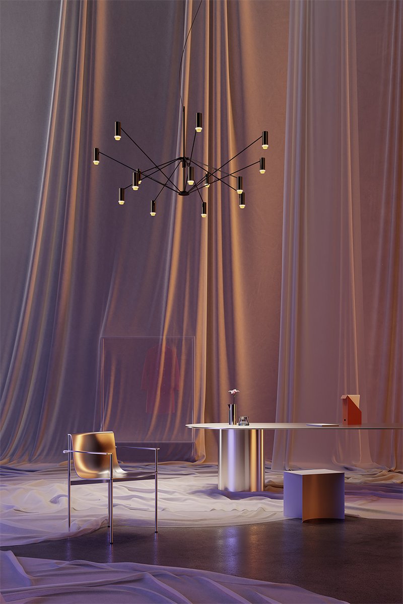 inspired by the industrial winding machine, perezochando creates the shape-shifting <a href="/Marsetbcn/">Marset</a> The W suspension lamp with an interior-defining presence designboom.com/design/marset-…