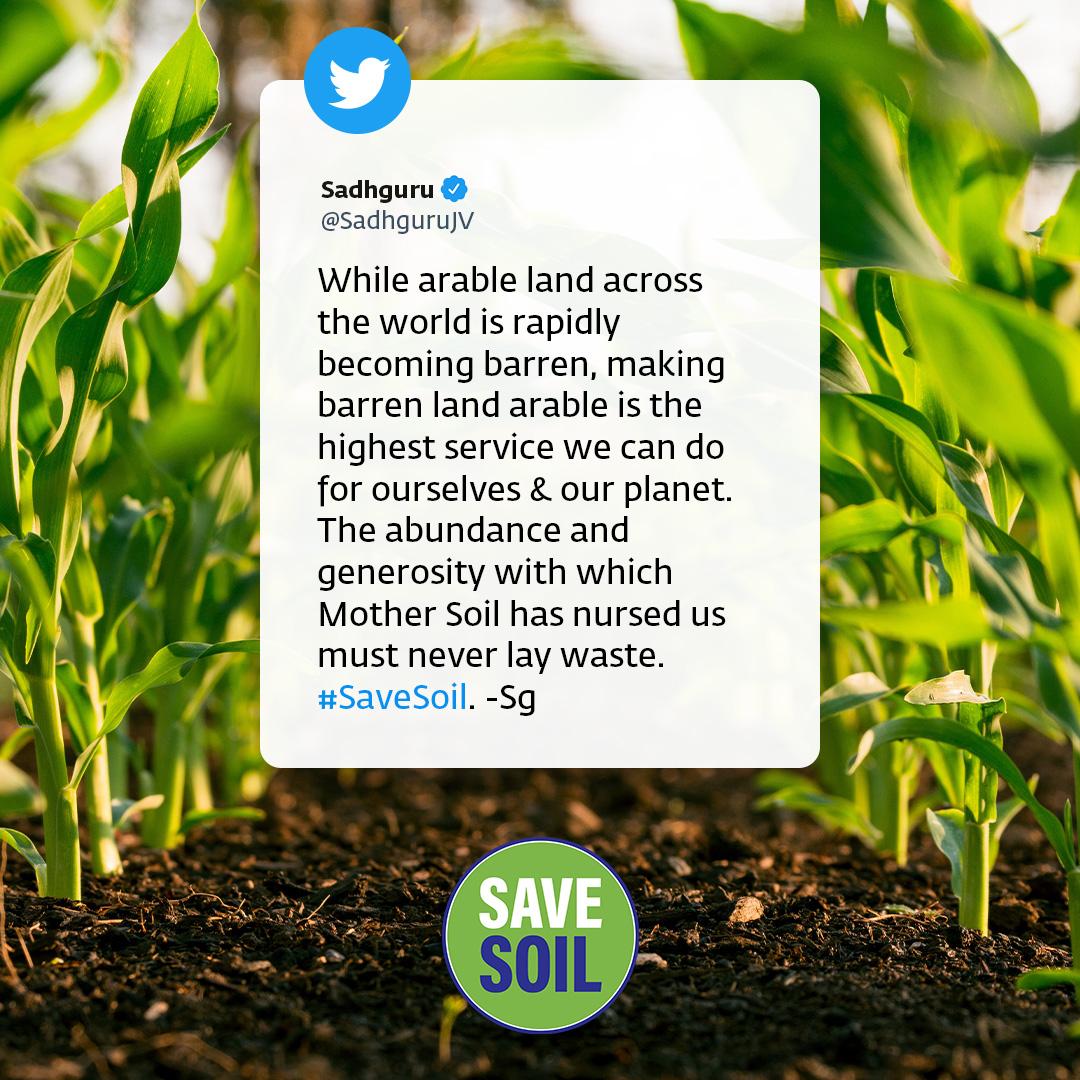 cpsavesoil's tweet photo. We are all aware of how @SadhguruJV's #SaveSoil journey brought about monumental change in the way nations approach the prevalent soil crisis, with many nations already taking concrete steps to revitalize soil.  

Write to your leaders now: https://t.co/WIbbZNoyCA https://t.co/ujNVTqwcMm