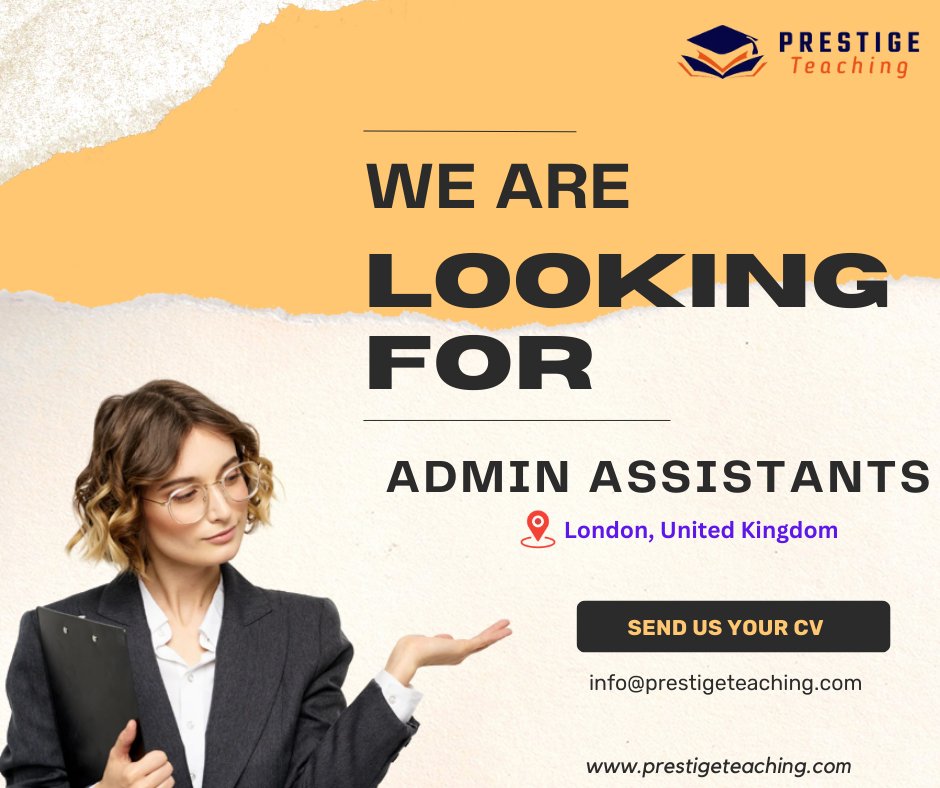 Admin Assistant vacancy in London, United Kingdom

Drop us a message or Submit your CV to: info@prestigeteaching.com