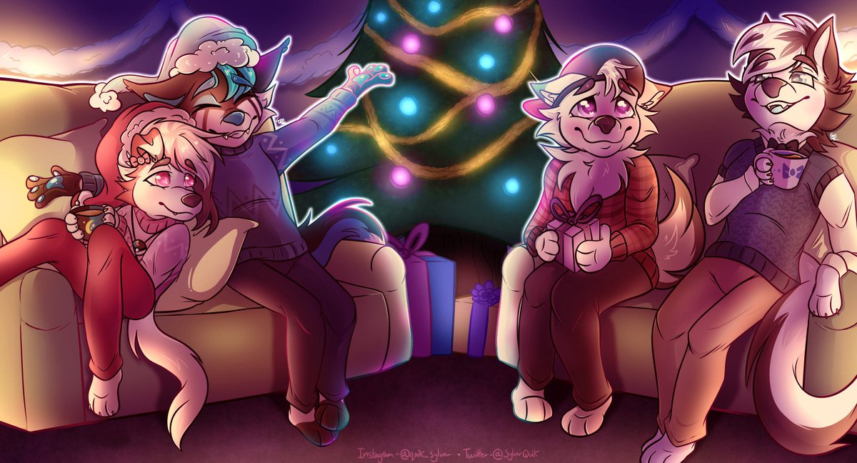 SylverQuik's tweet photo. Here’s a recent #furryartcommission I did for lycanrocboi! Thank you so much for commissioning me!! 💕✨#furryartist #christmascommission #furrycommissionsopen https://t.co/4JRjUhELYv