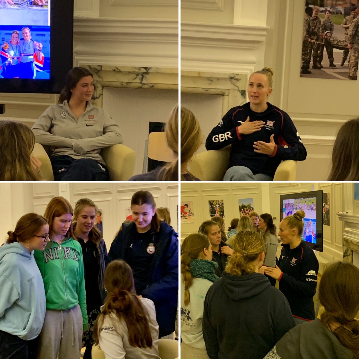 PangCollCDS's tweet photo. An inspiring evening with GB rowers and World Champions @_heidilong and Frankie Allen (OP). Vulnerability to victory; challenge to champions; self-doubt, self-worth and second breakfast! #PangCollSuccess @PangCollSixthForm @PangCollRowing https://t.co/pwJ4xvjmiE