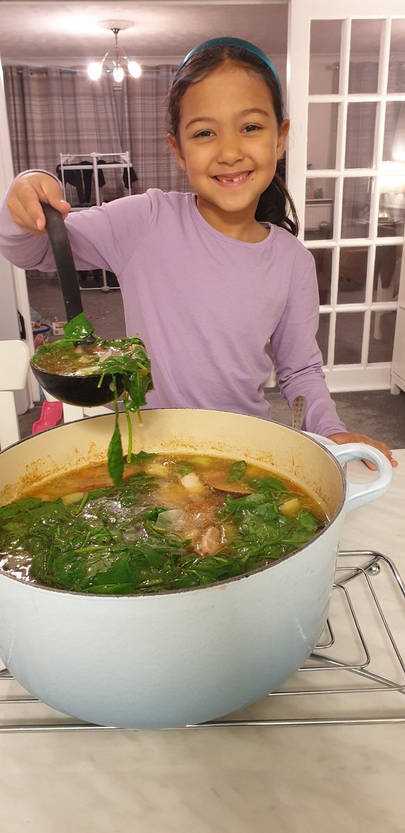 FifiPurvis's tweet photo. @StEdsWellbeing1 #GoodnessGang Tilly Purvis, Doves. She has cooked a Filipino dish called "sinigang" with loads of aubergines and other vegetables https://t.co/RZCrFiNera