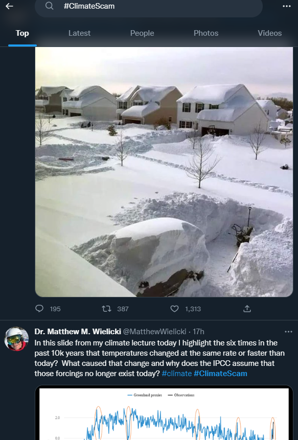 adamvaughan_uk's tweet photo. What's going on with all the climate denial on Twitter, @elonmusk?

When I type climate, #climatescam is the 1st term that comes up

It returns a long stream of posts making nonsense claims about @IPCC_CH science.

Anyone else noticed uptick in climate scepticism on the platform? https://t.co/l198OHC6jy