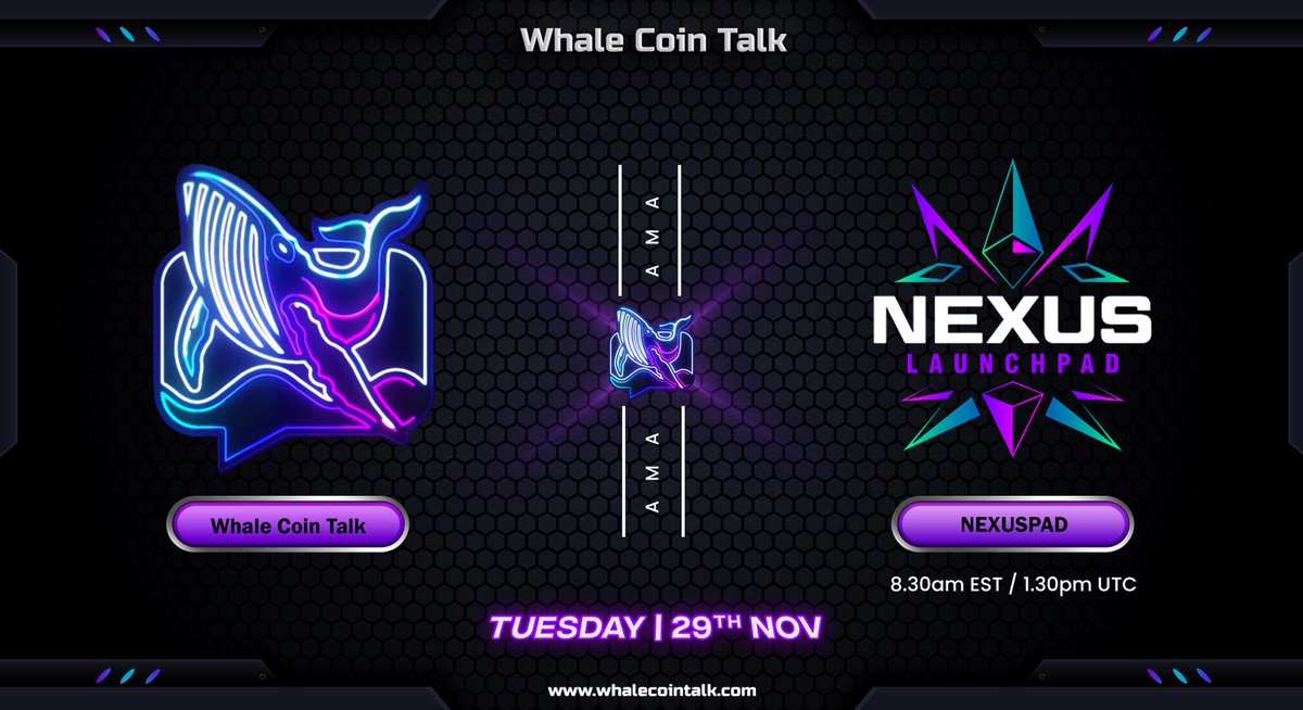 WhaleCoinTalk's tweet photo. New AMA Announcement‼️‼️

Join us at #AMA with @NexusPad1.

Don’t miss out!. https://t.co/Zz97raZr1S