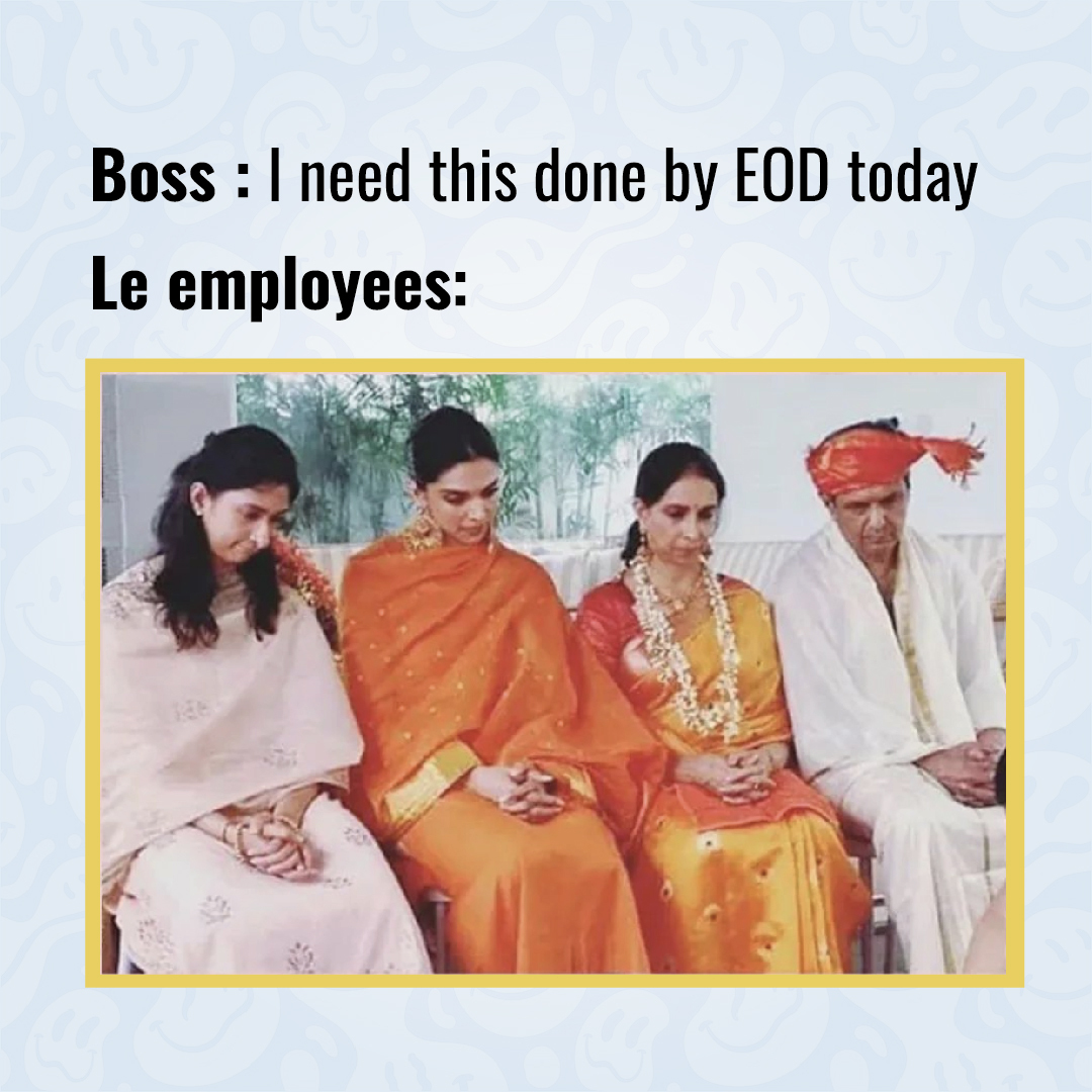 DigilocalIn's tweet photo. Not us thinking of an escape plan🙊 
.
.
.
.
.
#digilocal #padukonefamily #memes #agencymemes #deepika #agencylife #employee #boss #bossmemes https://t.co/DP5fLRaOSS