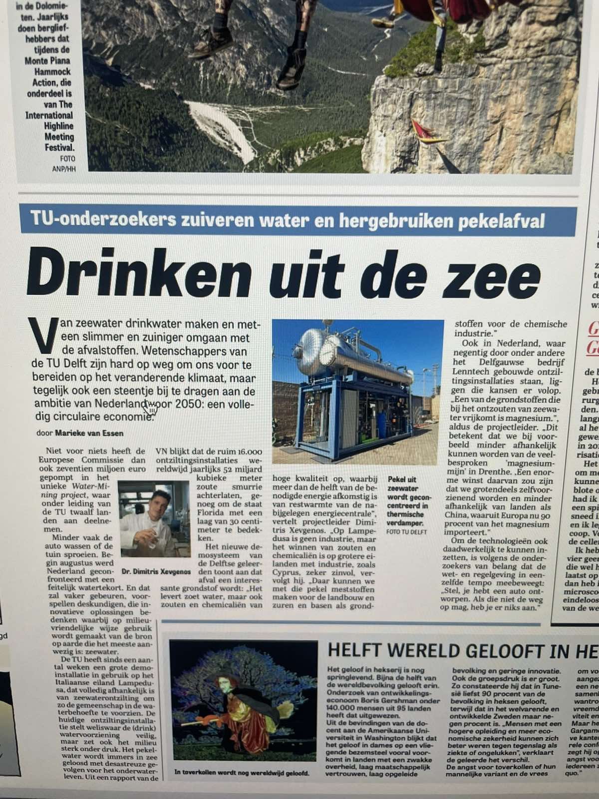 eeuw Begeleiden Verrast Dimitris Xevgenos on Twitter: "What an honor to be featured in @telegraaf,  many thanks again to @mjhvanessen for the interview! Our story also made it  to the front cover!😊 @watermining @MarkvLoosdrecht @posseweijer @