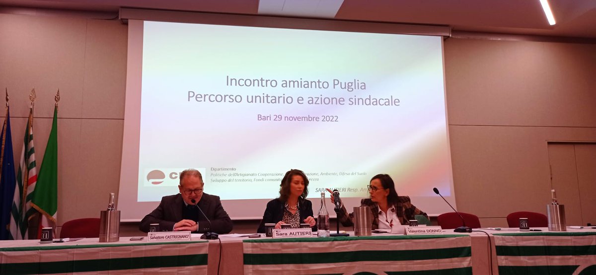 CislTaBr's tweet photo. #29NOV22 #BARI @CislTaBr con @gianfr_solazzo @AntonioBaldas18 #CosimoGiannattasio Responsabile Coordinamento Salute e Sicurezza nei luoghi di lavoro, presenti all'iniziativa: "Incontro Amianto in Puglia - Percorso unitario e azione sindacale" @CislNazionale @CislPuglia https://t.co/HIVijbIpr8