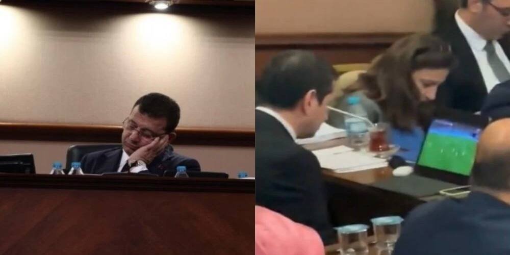 Şu tabloyu görünce o meşhur Kapitalist rejim fıkrası geldi aklıma.

İBB bütçe görüşmeleri yapılırken, 
Başkan uyuyor, İP'li İbrahim Özkan maç izliyor, İstanbul bunlardan hizmet bekliyor.

Vay yavrum vay...