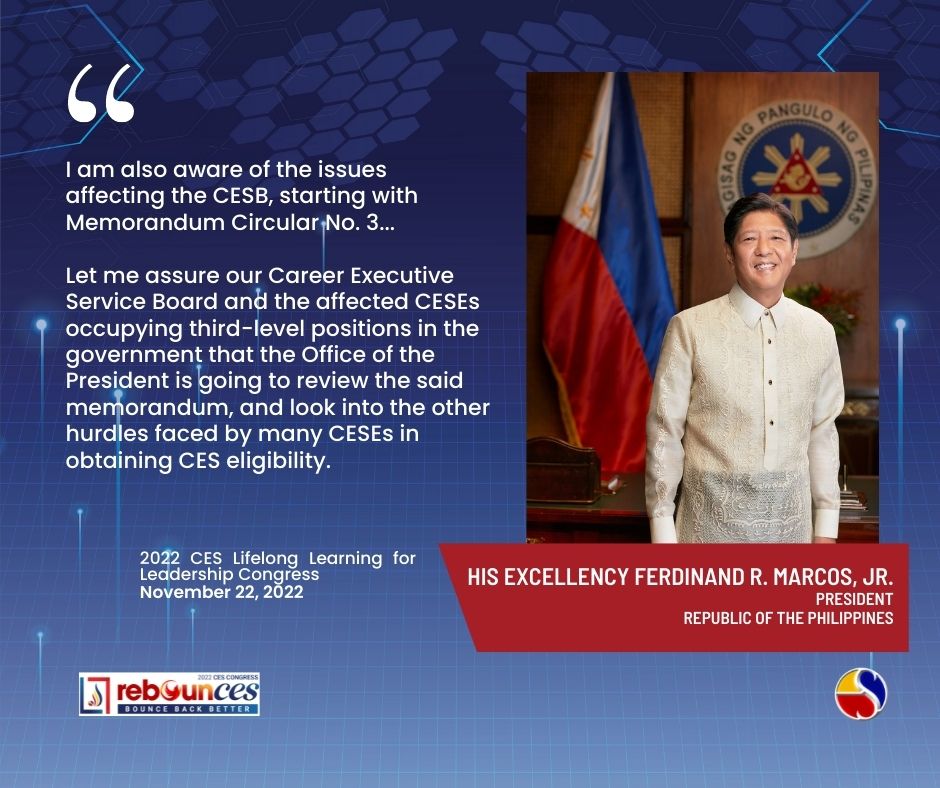 cesbofficial's tweet photo. His Excellency President Ferdinand R. Marcos, Jr. during the 2022 CES Lifelong Learning for Leadership Congress https://t.co/Cd2b6lHdS9