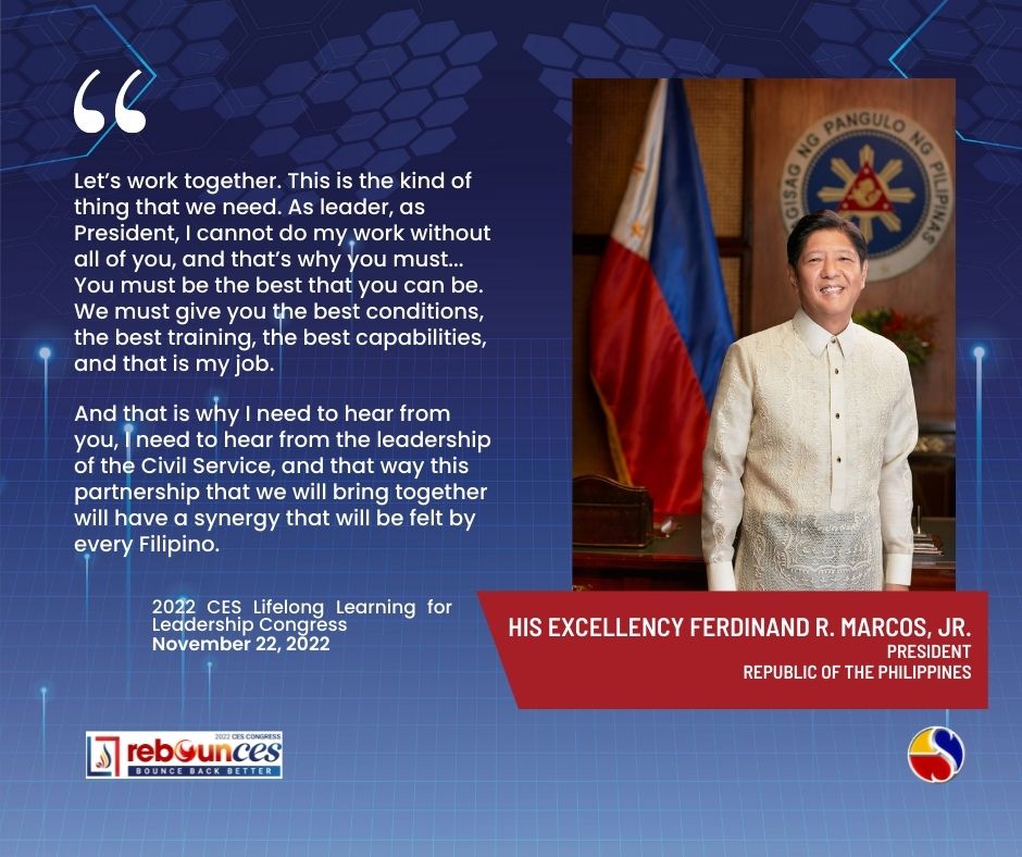 cesbofficial's tweet photo. His Excellency President Ferdinand R. Marcos, Jr. during the 2022 CES Lifelong Learning for Leadership Congress https://t.co/Cd2b6lHdS9