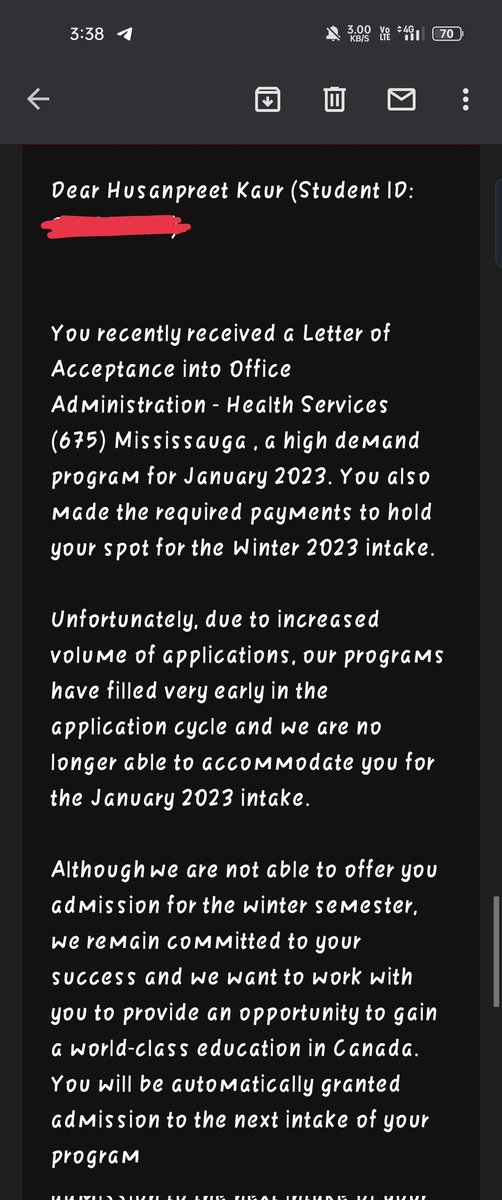 PreetMaan8065's tweet photo. But college mailed me about revoke my seat in Mississauga campus. I also submitted the form to change my campus. 10 days are passed but I haven't receive my LOA. Registration will start from 7th December. Please help @SeanFraserMP @ronmckerlie @JustinTrudeau @CanadainIndia https://t.co/eh1ceHJAmQ