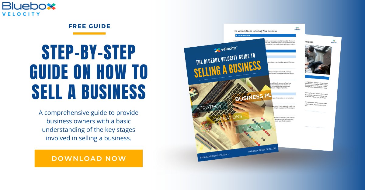 BlueboxVelocity's tweet photo. Are you a business owner considering a sale in the near future? We share our secrets on how you can best prepare for a sale exercise.

📖Download the full step-by-step guide for FREE today: https://t.co/du7b0Olt52  

#Mergersandacquisitions #saleexercise #freeguide #businesstips https://t.co/lJ9fI1RH91