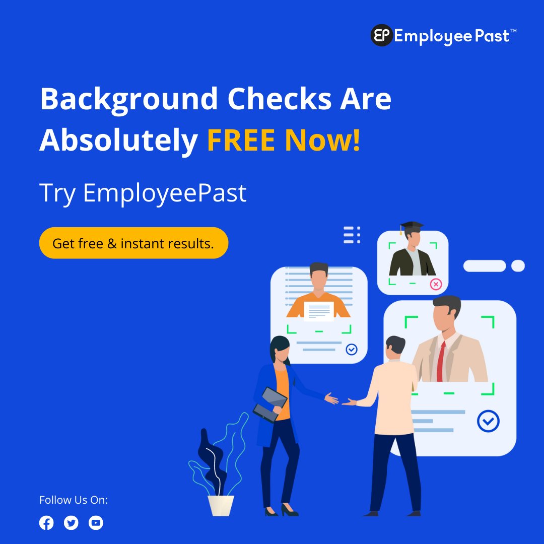 employeepast's tweet photo. Background Checks are absolutely FREE.
Save your hiring budget by using the FREE Background Check Services of Employeepast. 
Try it NOW! https://t.co/O7xze7CG5K