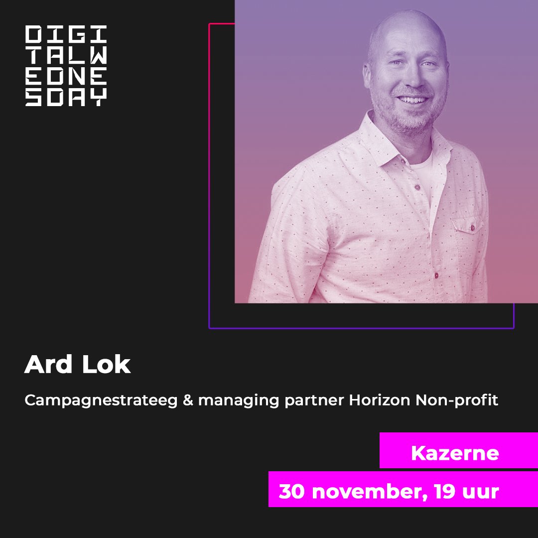 Hoe zorg je voor actie, draagvlak én inkomsten om #SDG-doelen te behalen? Ard Lok (1/3 sprekers), partner van Horizon Non-profit (voorheen @WWAV), ontwikkelt concepten en #campagnes voor #maatschappelijke organisaties.  Meld je gratis aan voor woe 30 nov: digitalwednesday.nl