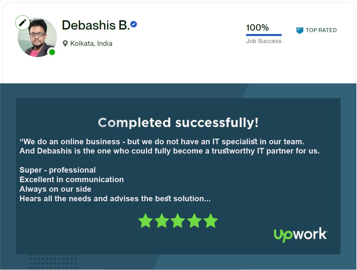 intolap's tweet image. Here arrives another 5-star feedback from our valued client (𝐒𝐚𝐭𝐲𝐚, 𝐈𝐧𝐝𝐢𝐚) for the project we just completed.
𝐇𝐢𝐫𝐞 𝐔𝐬 𝐟𝐨𝐫 𝐲𝐨𝐮𝐫 𝐧𝐞𝐱𝐭 𝐰𝐞𝐛 𝐨𝐫 𝐦𝐨𝐛𝐢𝐥𝐞 𝐚𝐩𝐩 𝐩𝐫𝐨𝐣𝐞𝐜𝐭.
upwork.com/freelancers/~0…
upwork.com/agencies/~01a4…

#Upwork