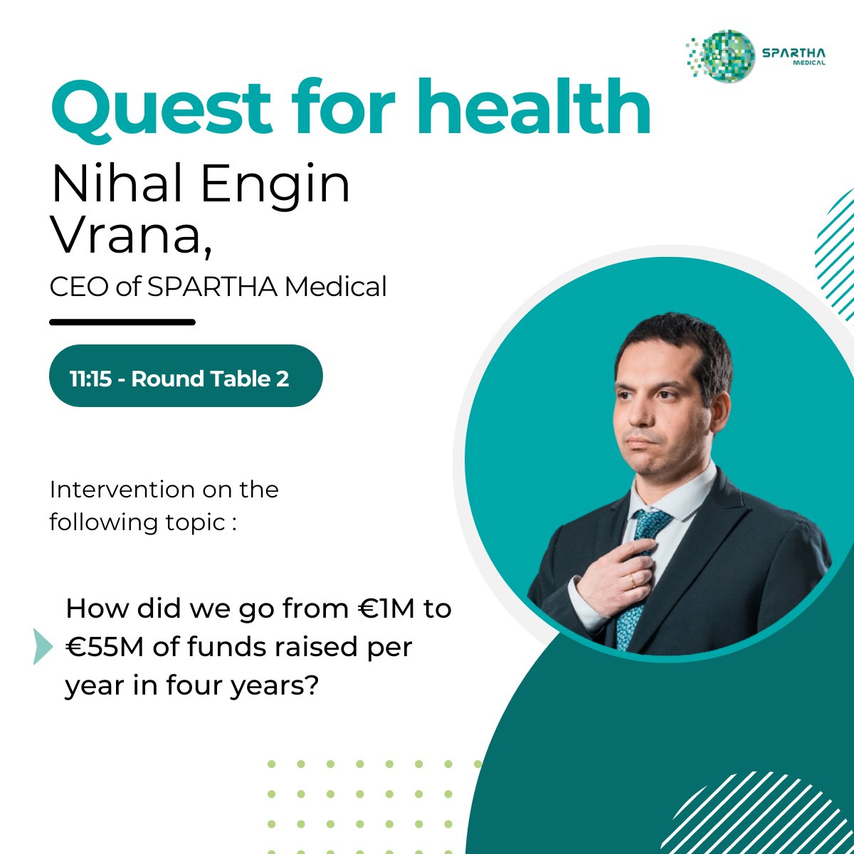 SparthaMedical's tweet photo. 📆Thursday, December 1st will be launched Quest for health, the new incubator dedicated to health start-ups in the Grand Est region.
Nihal Engin Vrana will take part, on the following topic:
“How did we go from €1M to €55M of funds raised per year in four years in Grand-Est?” https://t.co/LiIjrjCW3U