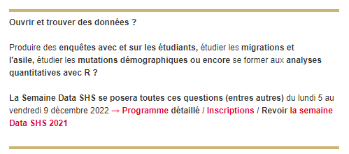 UPN_Recherche's tweet photo. @UParisNanterre #ScienceOuverte #OpenScience
La Semaine #DataSHS est de retour !
Du lundi 5 au vendredi 9 décembre 2022
Infos ⤵️https://t.co/Rl4jjMJL2H
Ça vous intéresse ? On vous conseille de compte de la Plateforme universitaire de données de Nanterre : @PudNanterre https://t.co/klY2VZFRNT
