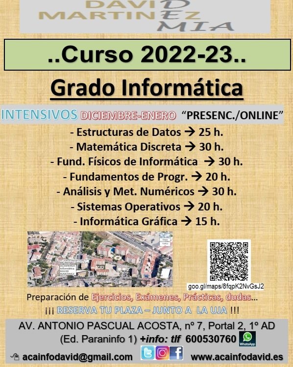 AcaInfoDavid's tweet photo. Comenzamos pronto nuestros cursos intensivos de Grados de INGENIERÍA, apúntate en el 600530760. https://t.co/PyyDEVkrNy https://t.co/zIQgQiu4cR