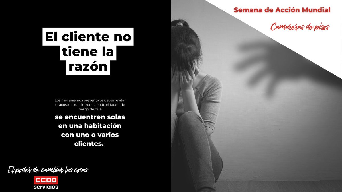 serviciosccoo's tweet photo. 𝗦𝗲𝗺𝗮𝗻𝗮 𝗱𝗲 𝗔𝗰𝗰𝗶ó𝗻 𝗠𝘂𝗻𝗱𝗶𝗮𝗹 𝗖𝗮𝗺𝗮𝗿𝗲𝗿𝗮𝘀 𝗱𝗲 𝗣𝗶𝘀𝗼𝘀
#CamarerasDePiso | #makemyworkplacesafe 👇

✊ Por la prevención de situaciones de acoso sexual. 
#ElPoderDeCambiarLasCosas

📝Ver INFO propuesta @CCOO ⬇️
https://t.co/UXgtjvXNDJ https://t.co/mmNDL9mxbI