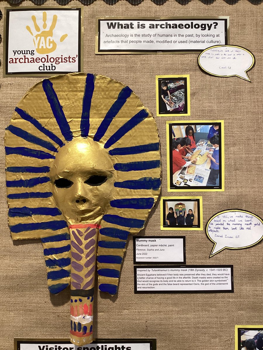 #WHGS_YAC have been working hard to create our very first display board in school! It includes artefact-based objects we've made (with object labels and info cards), visitor spotlights and places to visit around Manchester! @johnpiprani  @N_Nielsen4 @ArchaeOverton @YAC_CBA
