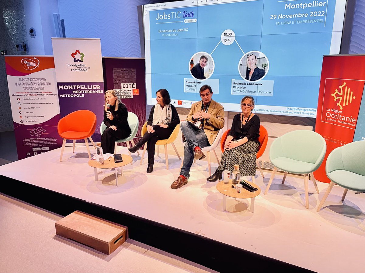 La_Melee's tweet photo. [JOBSTIC TOUR 2022 - MONTPELLIER - CLÔTURE]
Le JobsTIC TOUR 2022, c’est le forum du #recrutement et de la #formation dans le secteur des #technologies #numériques en #Occitanie.
@pole_emploi @Occitanie @ApecOccitanie @Montpellier3m @LaFrenchTech @La_Melee_Mtp https://t.co/wuZR8l2EZC