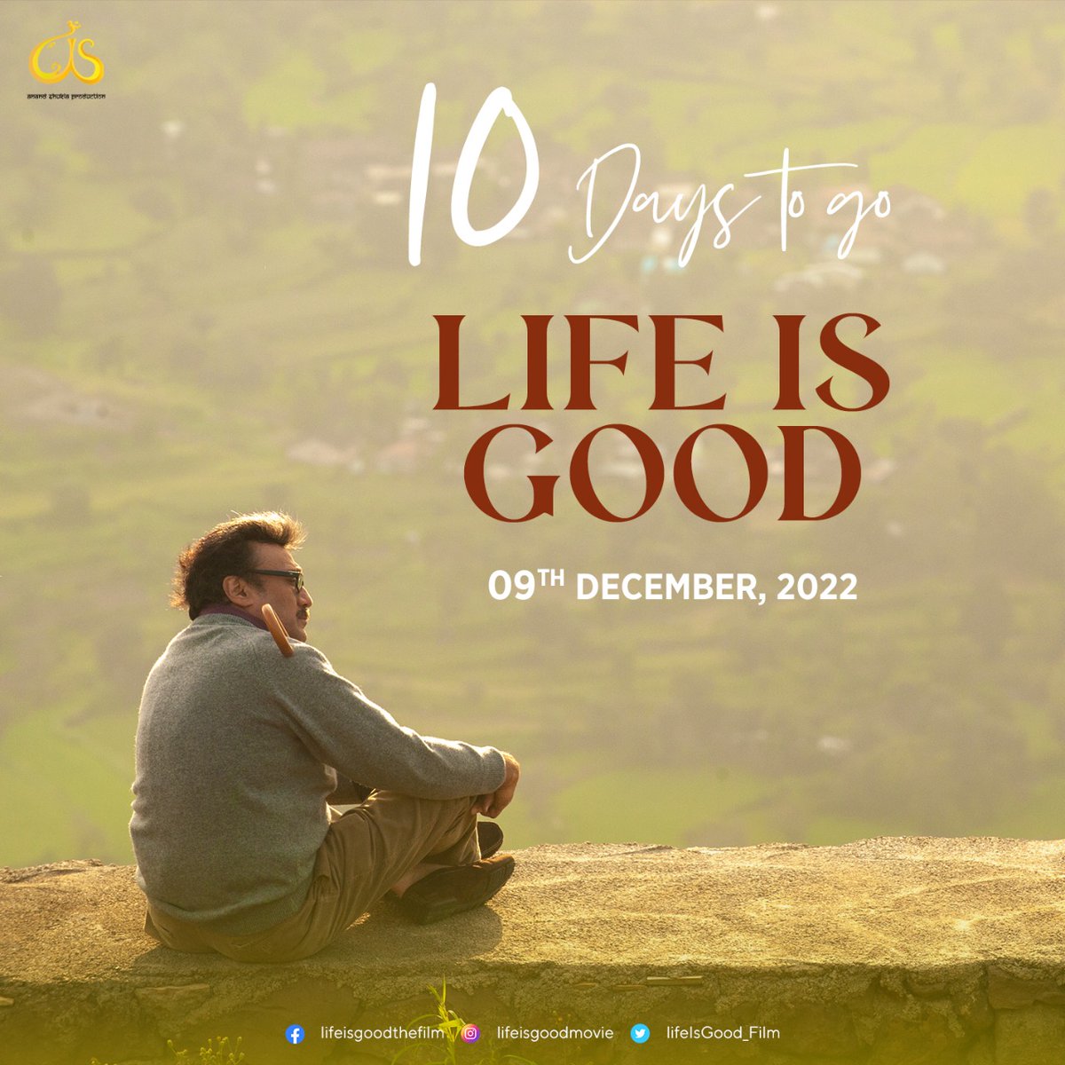 LifeIsGood_Film's tweet photo. 10 Days to go to witness a film that would change the way you look at life. ❤️

Mark The Date : 9th December 📍
@bindasbhidu @Anandshukla09 @ananthmahadevan @filmychokri @singer_shaan @ashabhosle @ABHISHEKRAYWILD @shreyaghoshal 
.
#life #lifeisgood #Trending #movie #NEW https://t.co/qX4grMKpOv