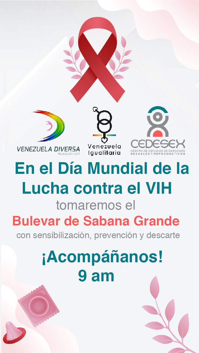 VE_Igualitaria's tweet image. En el Día Mundial de la respuesta al VIH/Sida, este 1 de diciembre, ONUSIDA insta a abordar las desigualdades que están frenando el progreso para ponerle fin.  Por ello @CedesexVe @Venediver y nosotras nos juntamos en una jornada de entrega de condones en Sabana Grande.