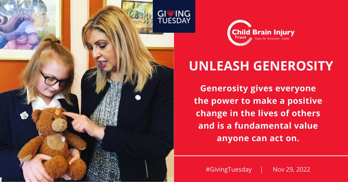 Today is #GivingTuesday and we are asking you to unleash your generosity. Donate today and help us continue our work supporting children and families affected by childhood #ABI. 

💜 givingtuesday.justgiving.com/donate/?charit…

#ChildhoodABI #BrainInjury #Support #CBITUK