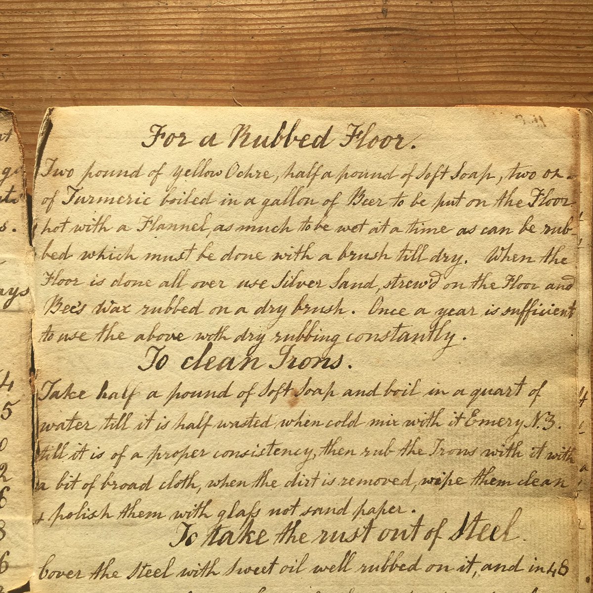 TheRegencyCook's tweet photo. Floors to rub or irons to clean? 

Some help is offered from my 1830s manuscript cookbook.

Useful or just utterly beautiful? https://t.co/BQKvBRLgyo