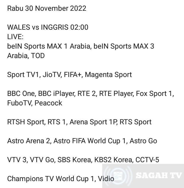 sagahtvlive on Twitter "Jadwal Siaran Langsung Piala Dunia 2022"